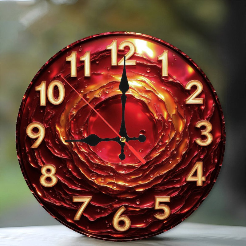 Clock Numbers Molten Red Gold Face