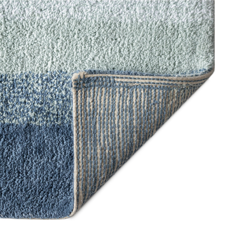 Raul 100% Cotton Non-Slip Bath Mat, Blue, 24" W x 60" L