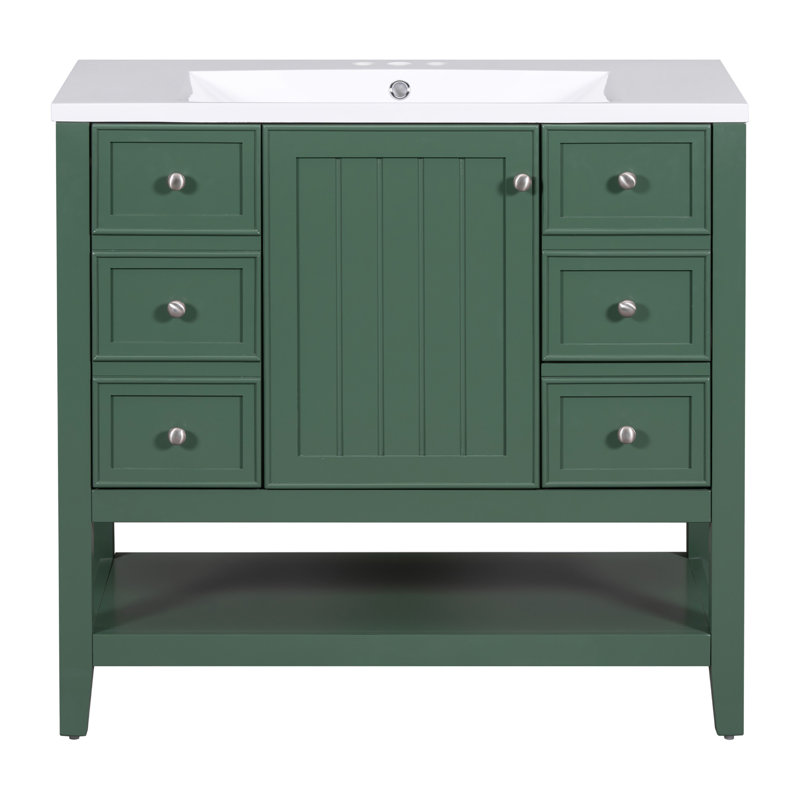 Charming Bathroom Vanity With Versatile Storage And Stylish Design For Enhanced Bathroom Experience., Green