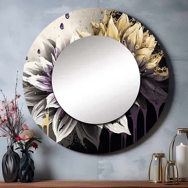 Phio Dahlia Flower II - miroir mural Dahlia, 36 po x 36 po