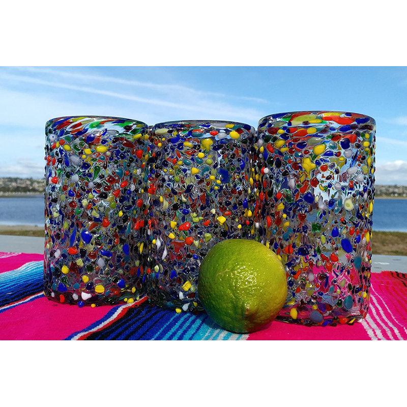 Verre à confettis mexicain soufflé à la main 14 oz Gladding Verres à boire