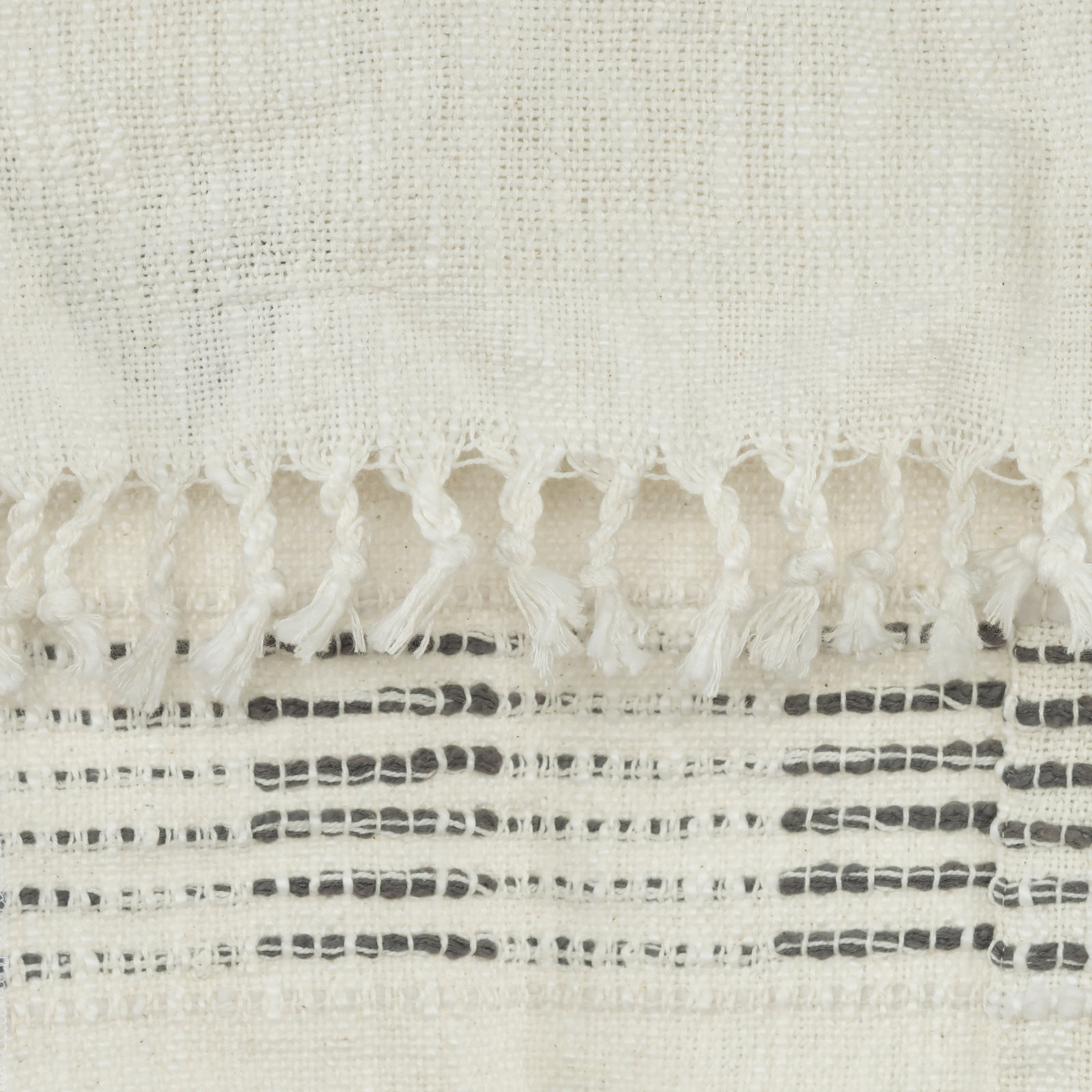 Alora Cotton Hand Woven Throw Blanket, Gray/White