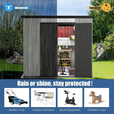 Remise de rangement extérieure en résine 6 x 8 pi avec fenêtres transparentes et évents à persiennes