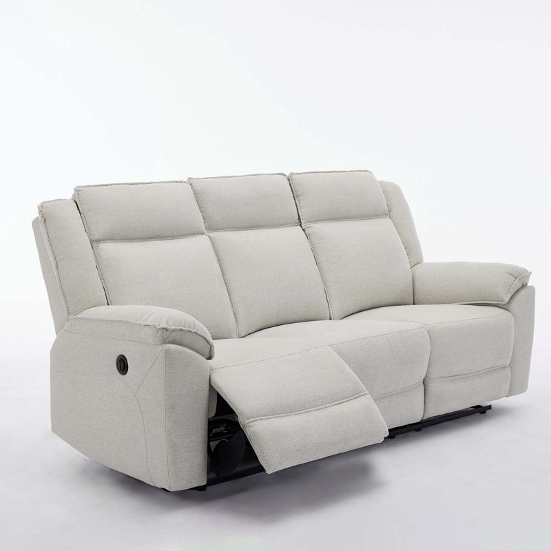 Beola Linen Electric Reclining Sofa, Beige, 3