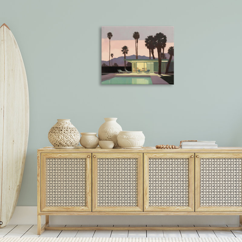 Art mural sur toile "Pool entouré de palmiers" par Noah Bay, H 24 po x l 30 po