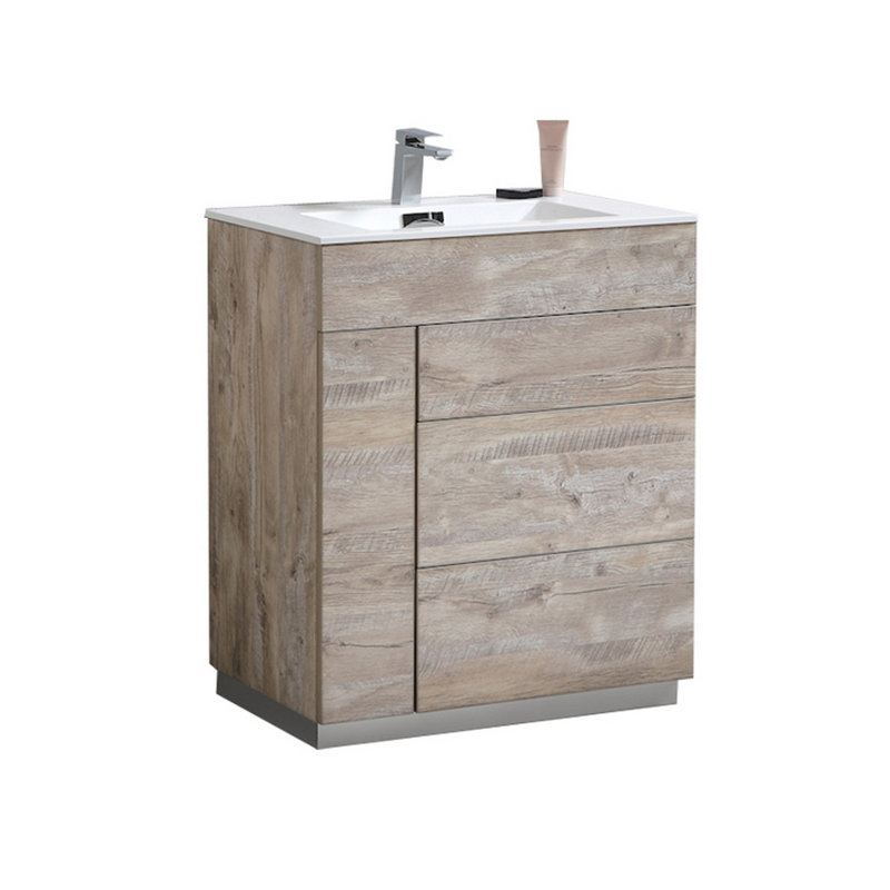 Ebling 29.5'' Single Bathroom Vanity with Acrylic Top, Natural Wood