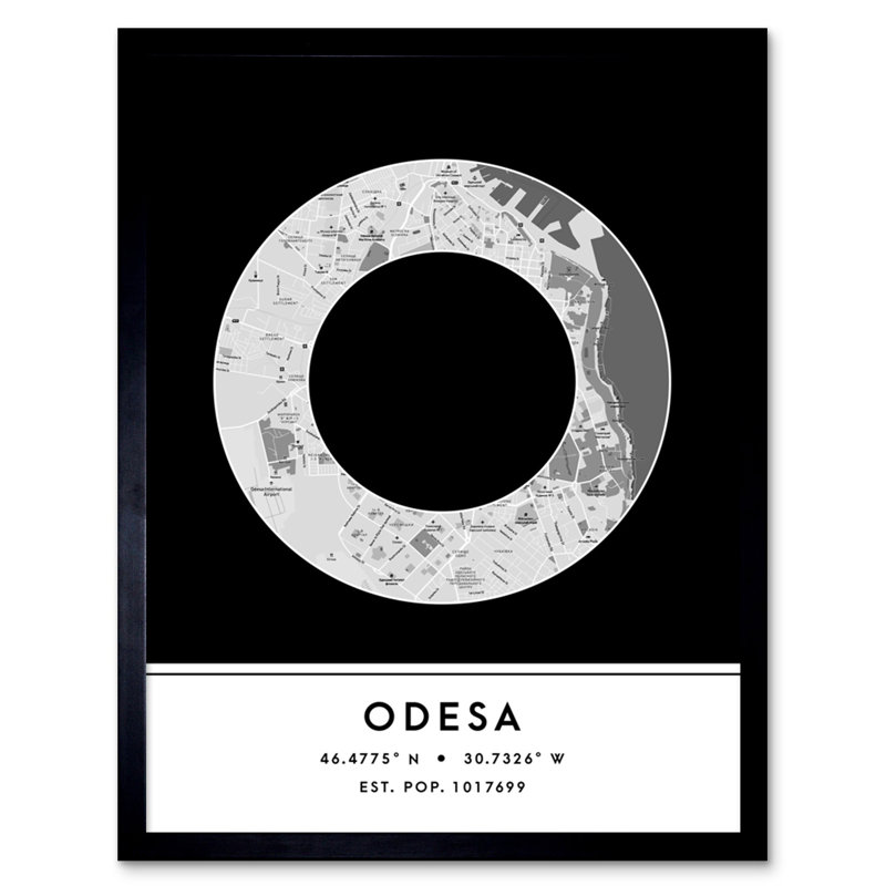 Odesa City Map Odesa Ukraine City Map - Single Picture Frame Typography