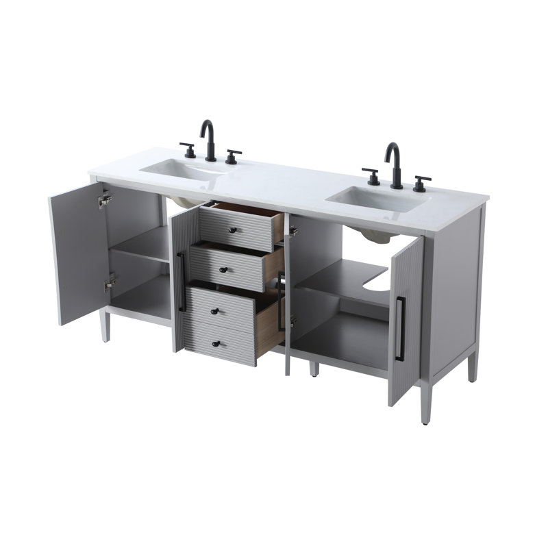 Meuble-lavabo double 72 po, Gris