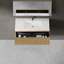 Ensemble de meuble-lavabo flottant 42 po avec lavabo, meuble de rangement mural moderne à rayures avec tiroir à fermeture en douceur et lavabo à surface solide blanc brillant, 24V16-42NOW-115898633-115898634
