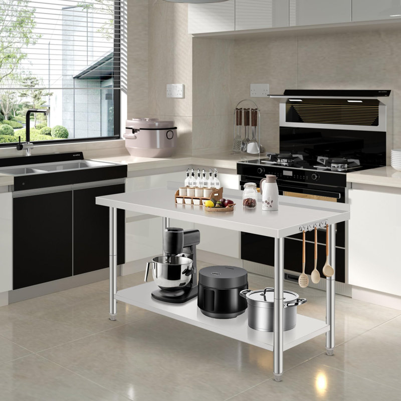 Stainless Steel Work Table with Adjustable Shelves for Kitchen, Garage, DIY Projects