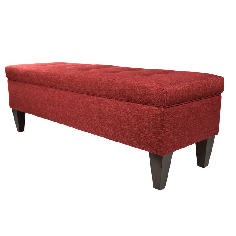 Philson Polyester Upholstered Storage Bench, Ruby Red