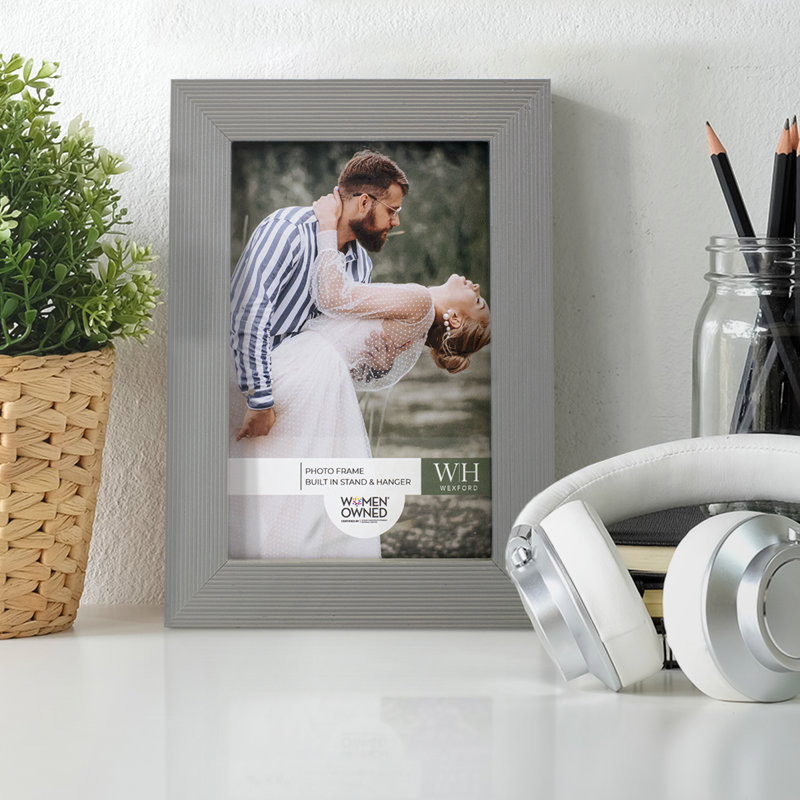 Cadre photo en bois Apolline, 4 po x 6 po, Gris