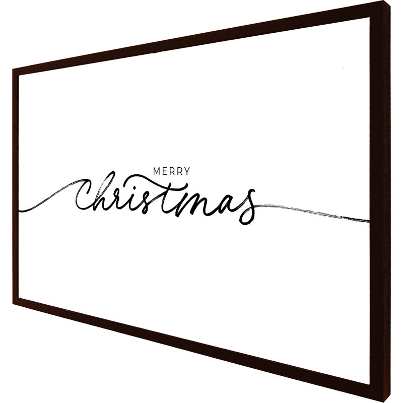 Burchinal Merry Christmas Hand Drawn Lettering - Single Picture Frame Print, 41cm H x 61cm W x 4cm D, Brown
