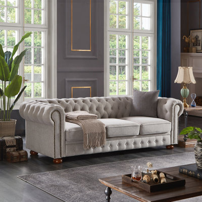 Chesterfield sofa linen fabric