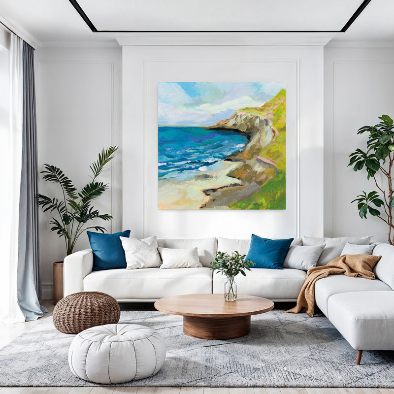 Art côtier, les falaises avec des plages, H 48 po x l 48 po