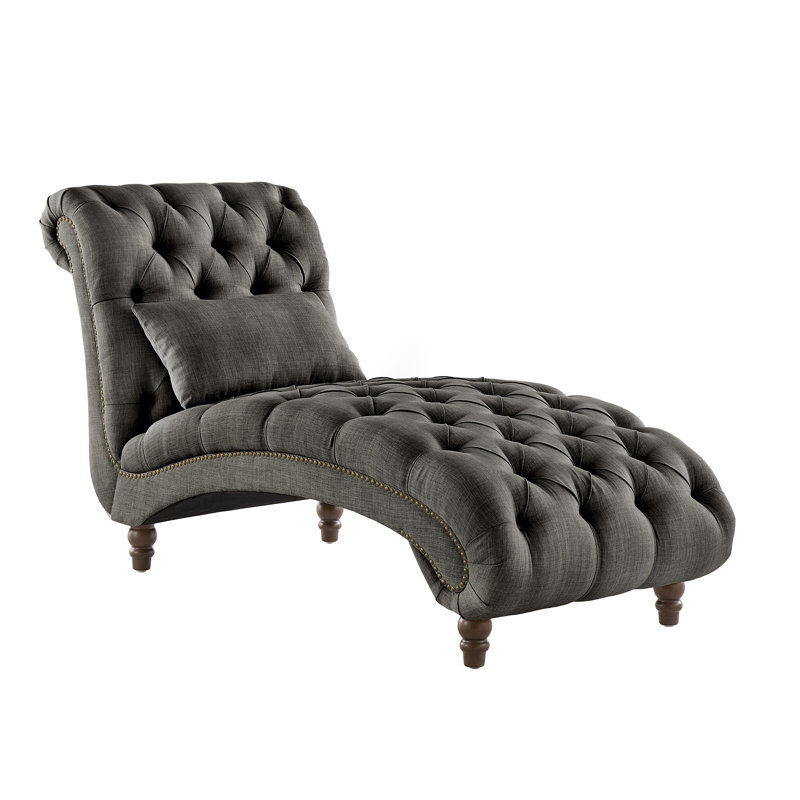 Chaise longue capitonnée sans accoudoirs Huskins, Lin gris foncé chiné