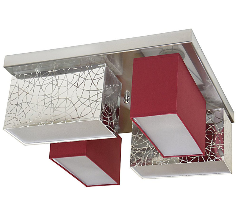 Pascoe Fabric Semi Flush Mount, Silver/Burgundy