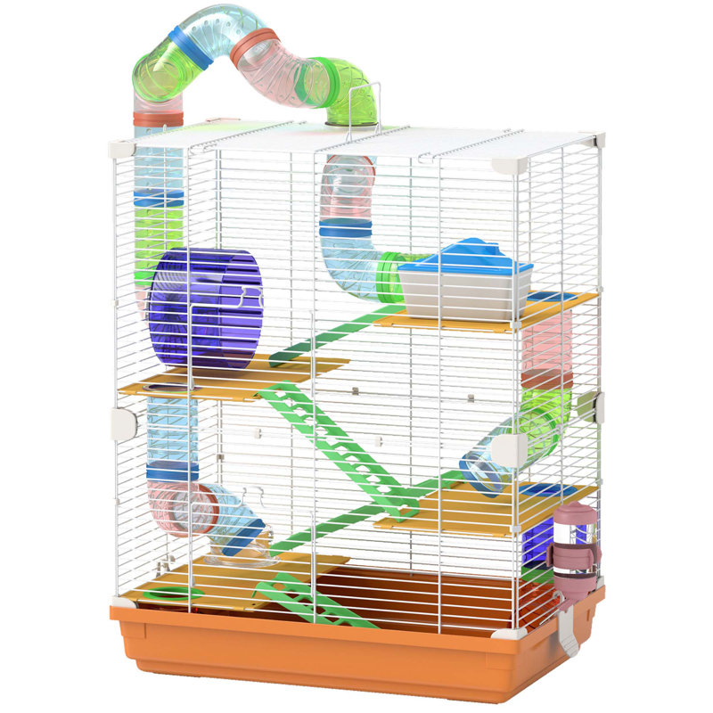 Versatile Hamster Cage with Multiple Play Features and Portable Handle