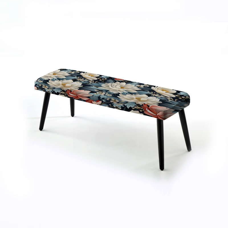«Subdued Enchantment Moody» - Banc rembourré floral noir