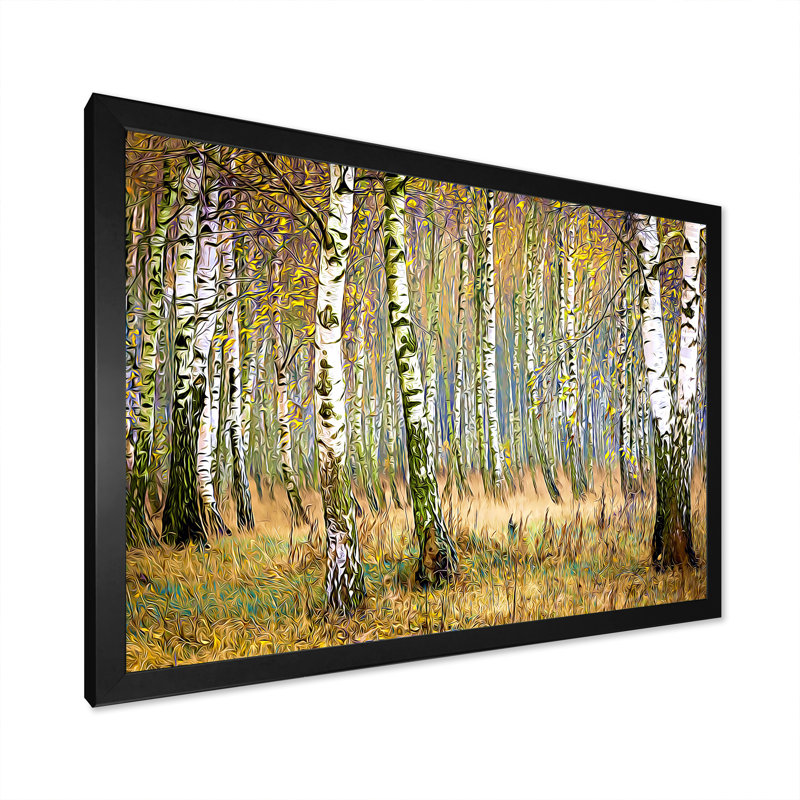«Autumn Birch Forest Art II», reproduction sur toile flottante, Cadre photo noir, H 8 po x l 12 po x P 1 po