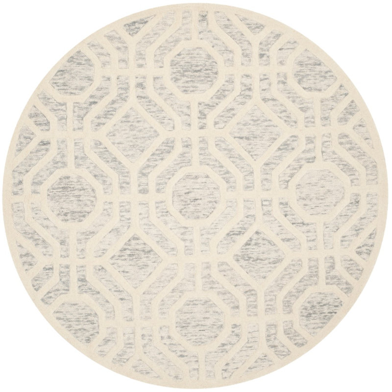 Tapis géométrique en laine touffeté à la main Deedgra, Rond 6 pi