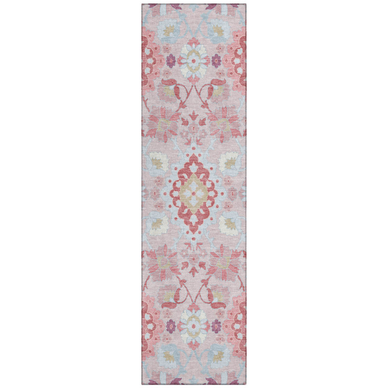 Vespera Blush Washable Indoor-Outdoor Rug - , 2'3" x 7'6"