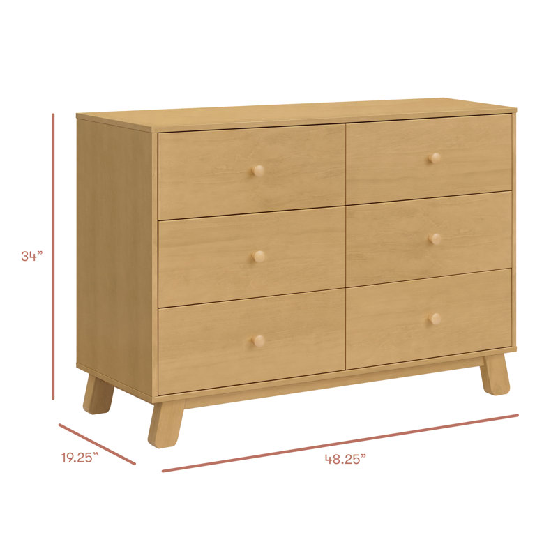 Hudson Modern 6-Drawer Assembled Double Dresser, Natural
