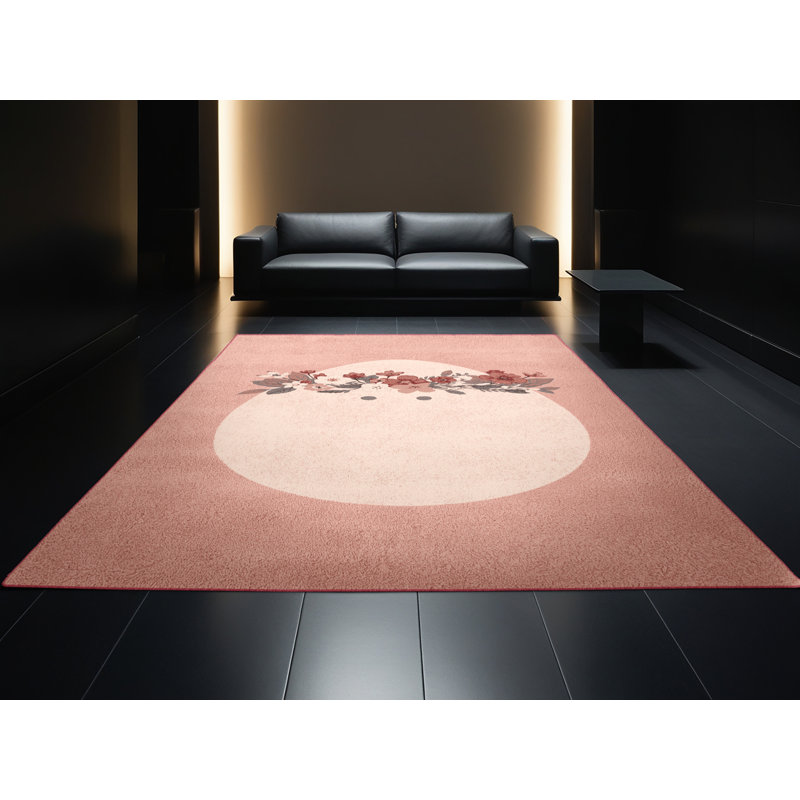 Soft Plush Feliz Easter Modern & Contemporary Abstract Area Rug in Beige – Rose Binding, 3x5