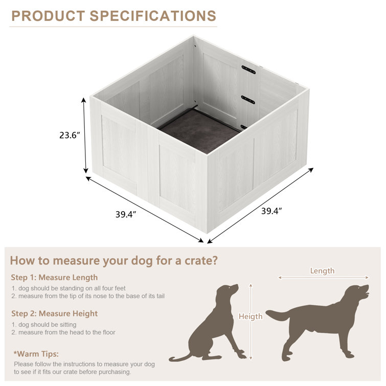 WhelpingBox for Dogs - Indoor Wooden for Puppies Birth - 39.4x39.4x23.6H Karsun