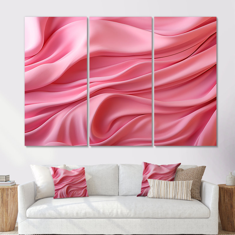 «Pink Waltz Whirl I» - art mural géométrique, H 28 po x l 36 po x P 1 po, Toile tendue