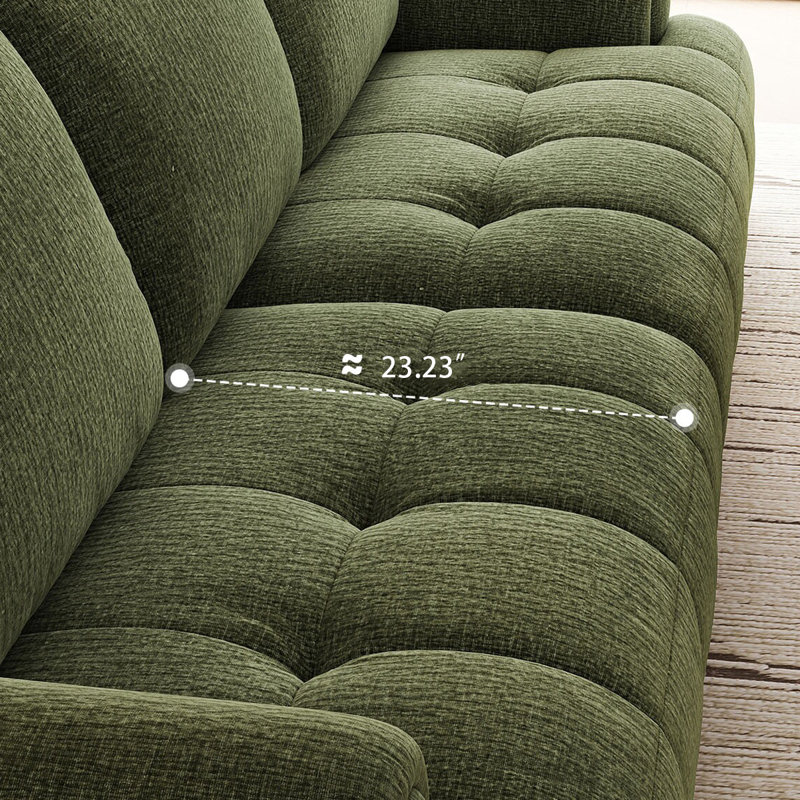 Coussin de canapé en chenille vert Fourseat, H 34,65 po x l 117,32 po x P 41,73 po, Vert