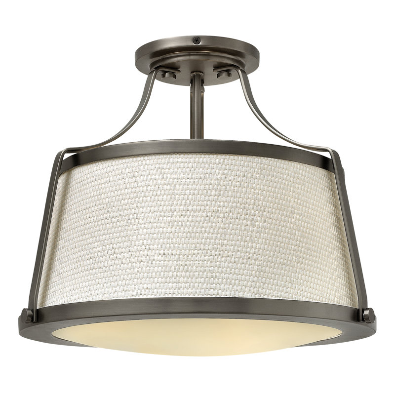 Barryknoll Fabric Semi Flush Mount, Antique Nickel