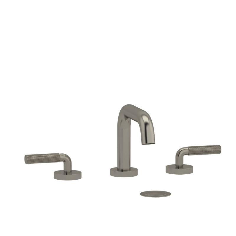 Robinet de lavabo espacé avec bec en U Riu, Nickel brossé, Poignée levier
