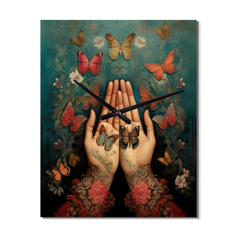 Butterfly Grace Mudra I - Yoga Wall Clock, Medium