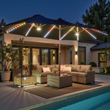 14.5 Ft X 8.3 Ft Rectangular Led Light Market Umbrella With Remote & App-Controlled Color-Changing Lights And Base