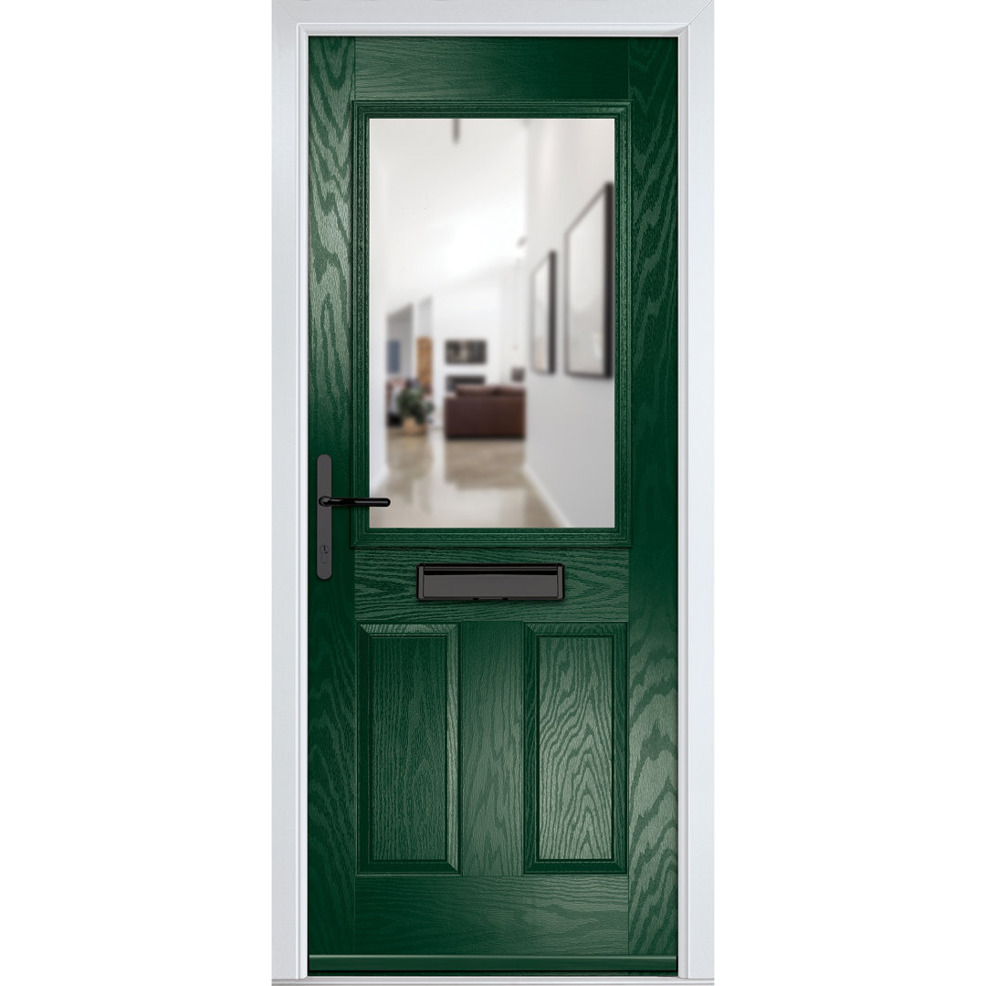 Crystal GRP Front door Lytham Slate Grey 890mm x 2090mm Open in Left hand Clear Glass