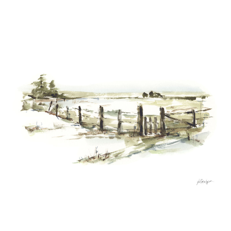 Farm Fence I - Painting, Wrapped Canvas, 30 cm H x 46 cm W