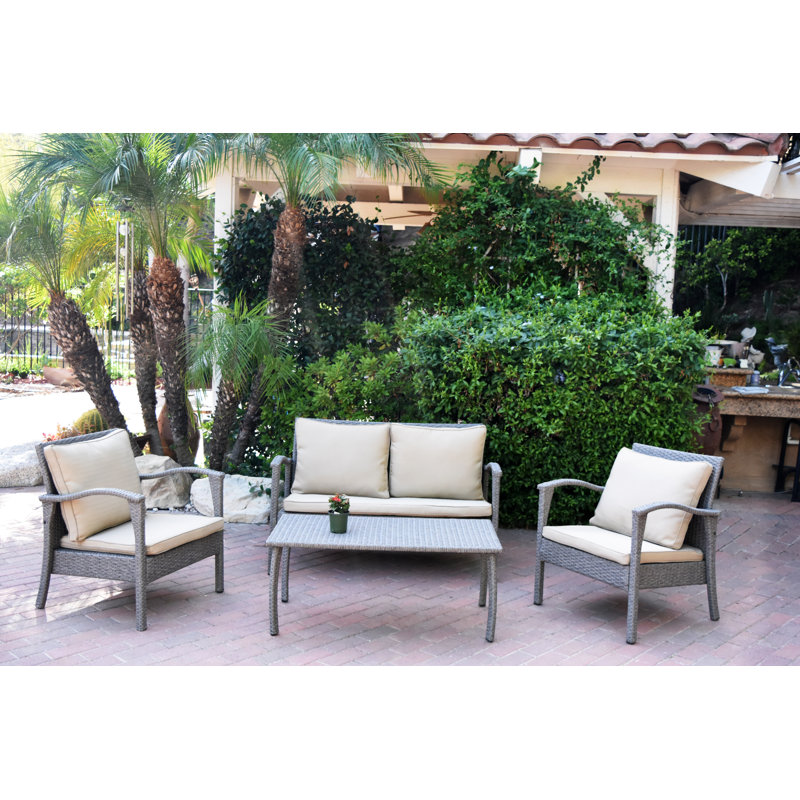 Aviana 4 - Person Patio Conversation Set with Cushions, Tan