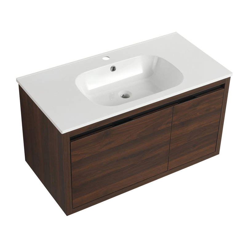 Meuble-lavabo 36 po avec lavabo en gel, Noyer