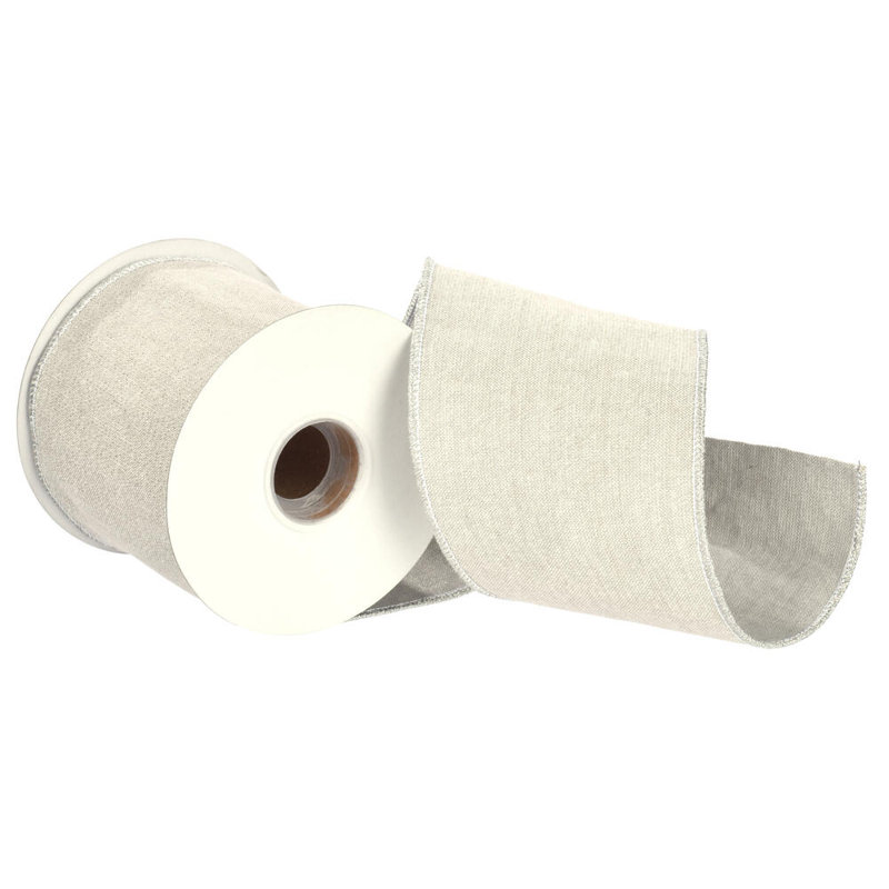 Vickerman Chambre/Metallic Double Fused Tissue Back Ribbon., 0.13" H x 180" W x 2.5" D, Silver