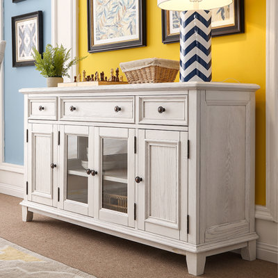 White Solid + Manufactured Wood Sideboard