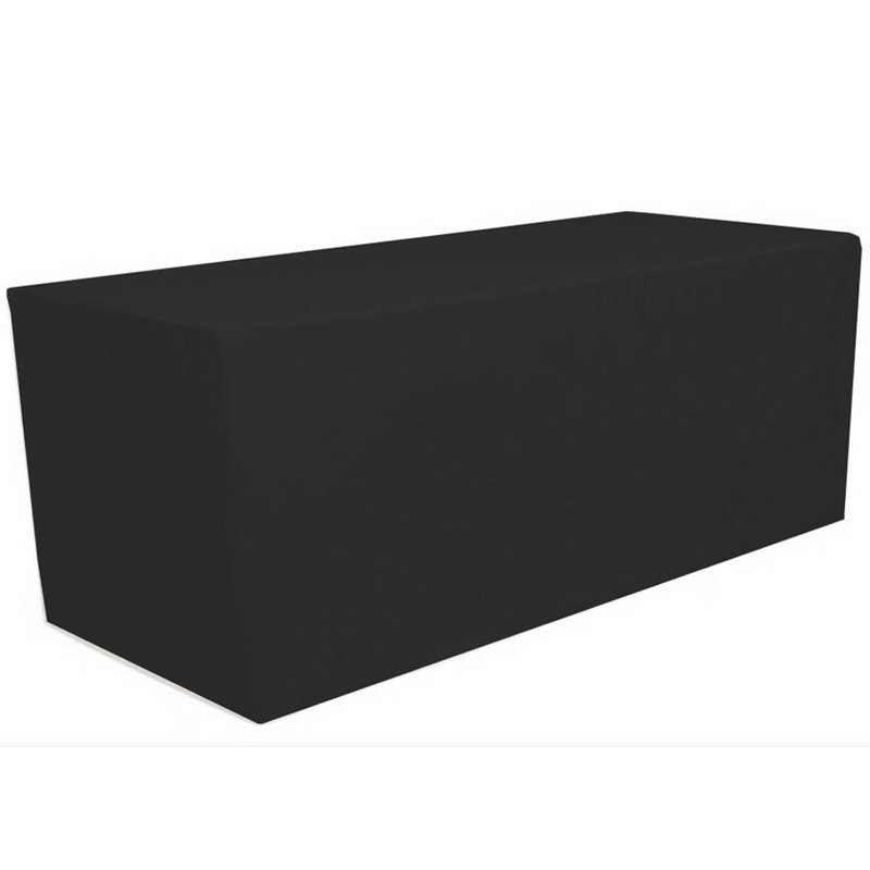 4Ft, 6Ft, 8Ft Fitted Tablecloth Polyester Rectangular Table Cover For Dining Wedding Banquet Party, Black, 72" x 30"