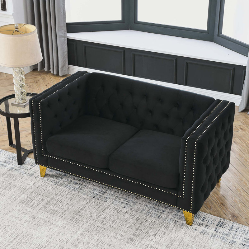 Velvet Sofa For Living Room, Black