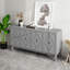 Armoire de rangement rétro à 4 portes, portes sculptées géométriques, chêne noir - standard