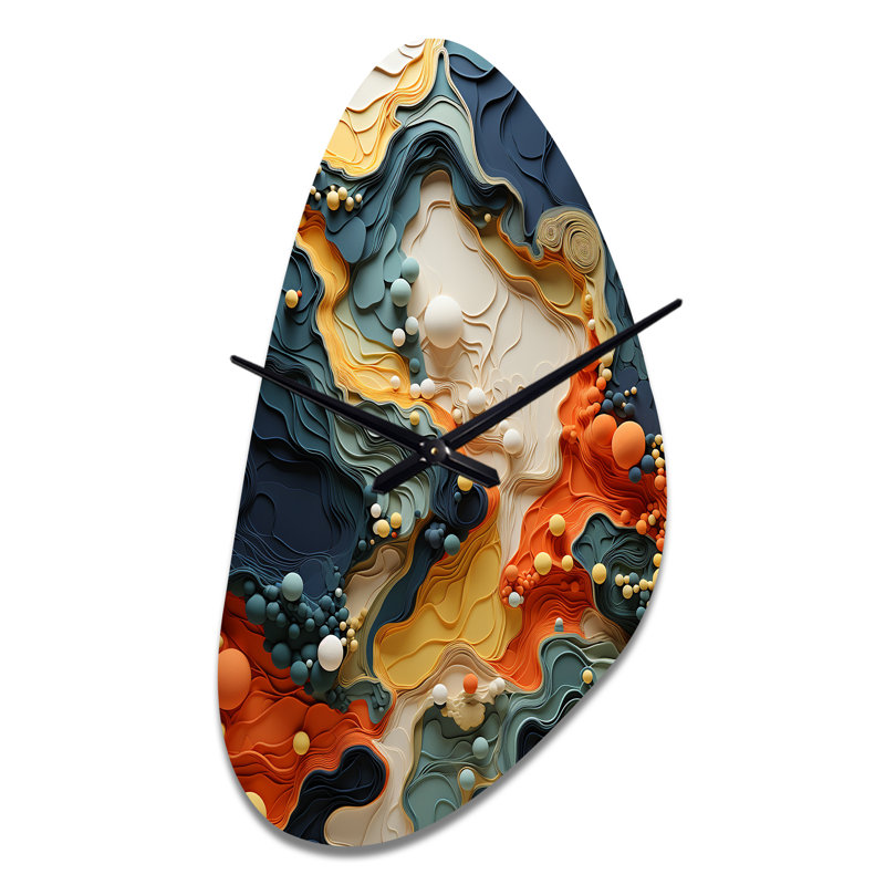 Bio Morphism Organic Forms II - Fall Shape Large Bio Morphism 3D Wall Clock, Medium