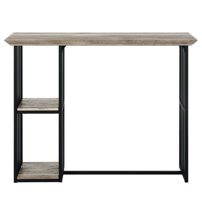 Table rectangulaire à hauteur de comptoir avec base en métal - 2 tablettes, chêne, tablettes noir industriel Sandy