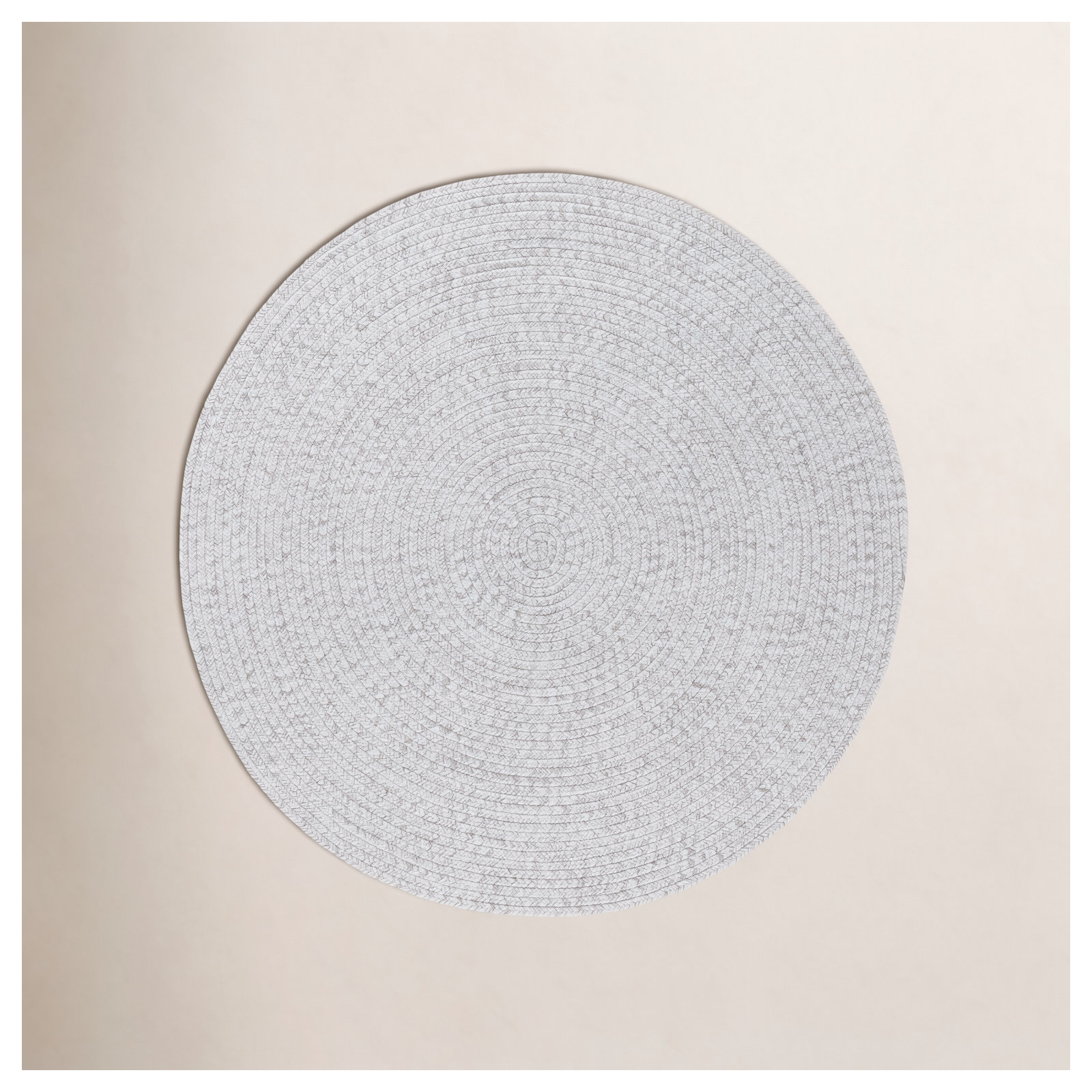 Edie Casual Braided Gray/White Indoor/Outdoor Rug, Round 8', Charcoal