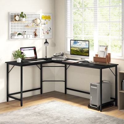 Raulston L-Shaped Metal Base Computer Desk
