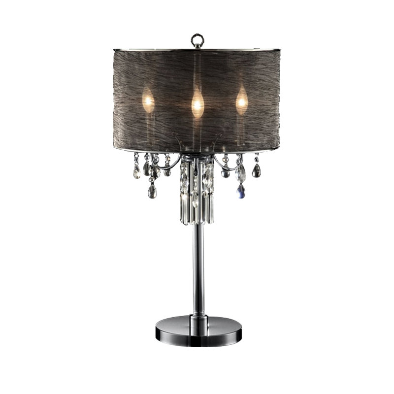 Lampe de table argentée 35 "avec prise Metzger
