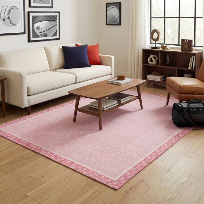 Tapis lavable imprimé Chenille Champion Carter, Light Pink Multi, 5 pi x 7 pi